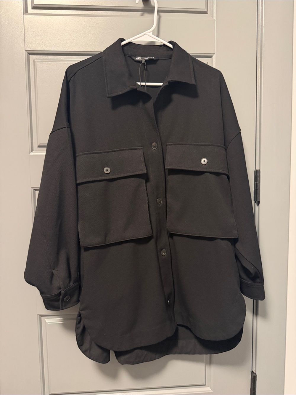 Zara Black Oversized Utility Shacket Button Front Jacket Women’s M